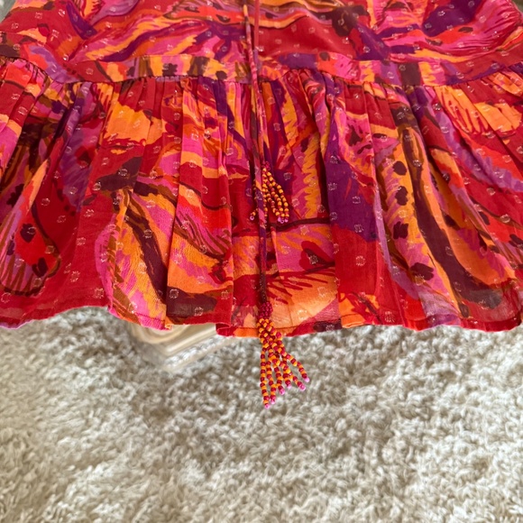 FARM Rio Banana Juice Chemise Mini Dress XS Tropical Cotton Belted Boho - Picture 8 of 15